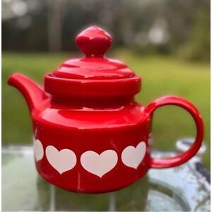 Vintage Teapot Waechtersbach Red‎ & White Hearts W Germany